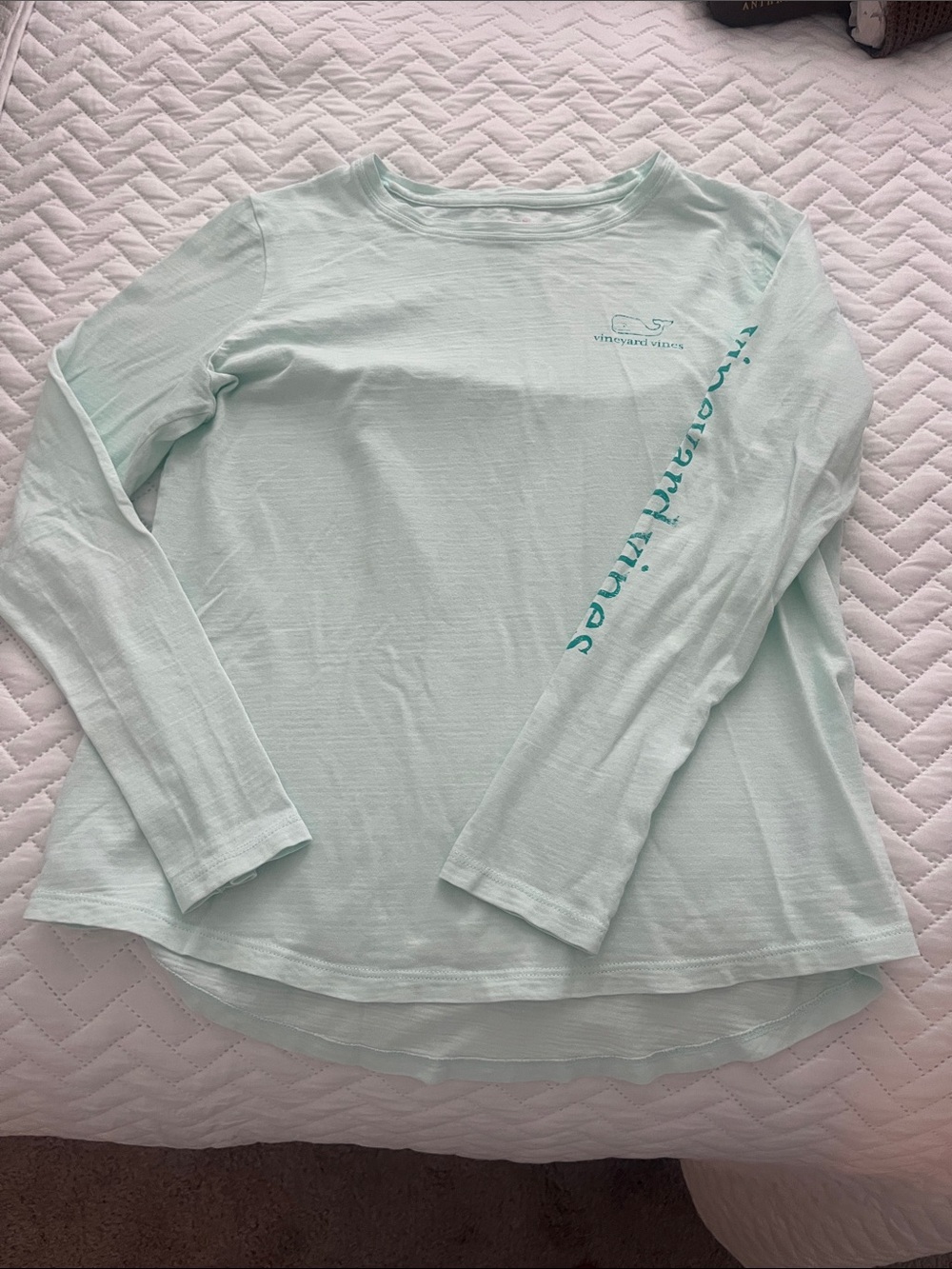 Vineyard Vines Mint Green Long Sleeve Tee with Sleeve Logo Sz S